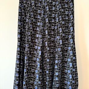 JM Collection Black and Blue Patterned Maxi Skirt